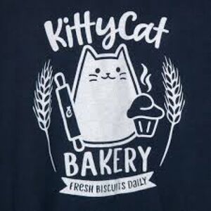 Cat Lady Small Blue Cat Shirt “Kitty Cat Bakery” NEVER WORN